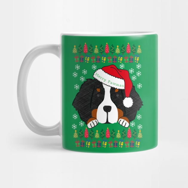 Ugly Christmas Sweater Bernese Mt Dog Santa by EMR_Designs